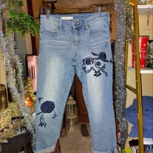 Pilcro and the Letterpress Light Blue Embroidered Jeans